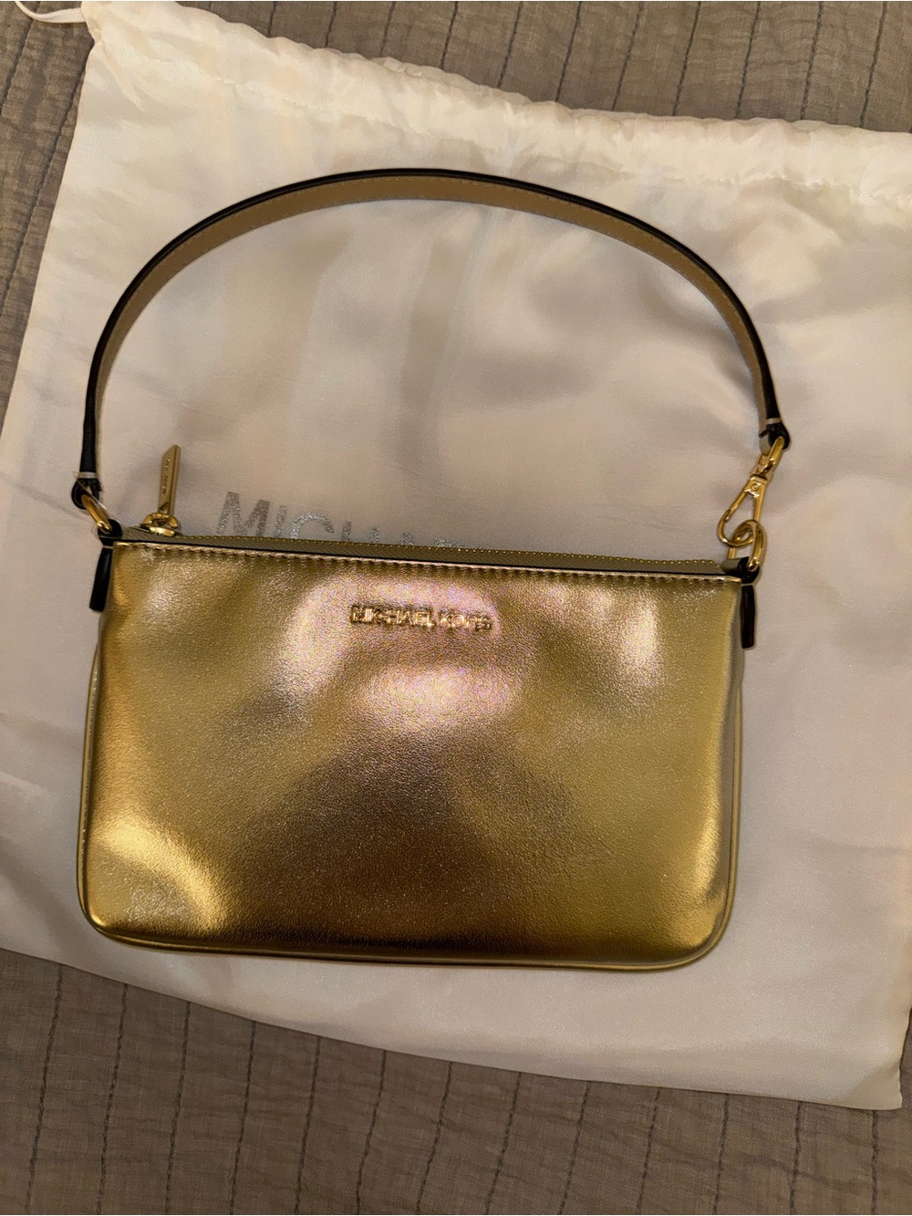Michael Kors Shiny Gold Leather Mini Shoulder Bag